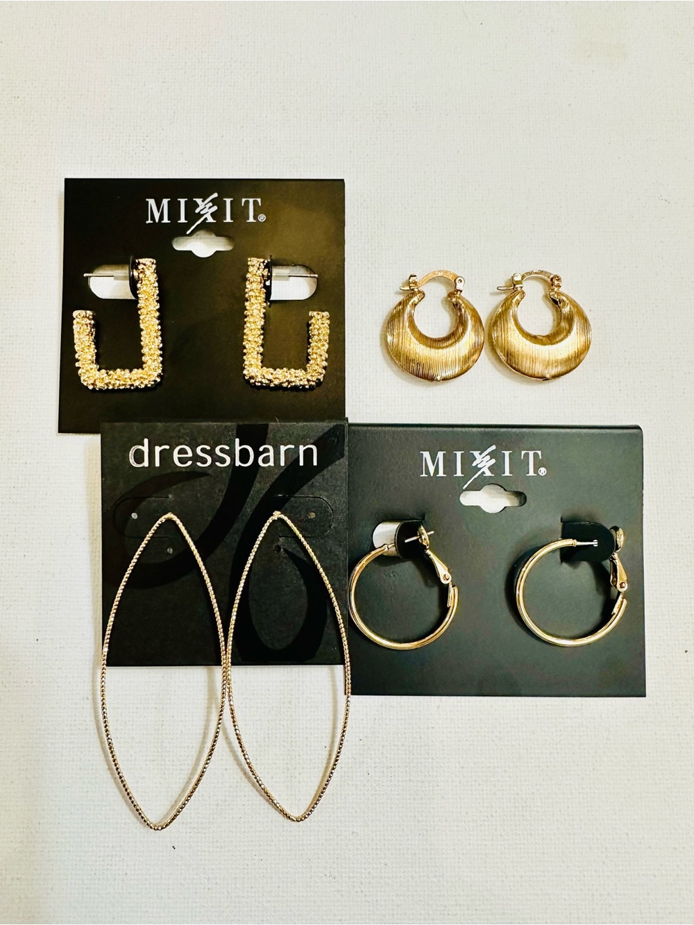 Gold Hoop Earring Bundle 4 Pair